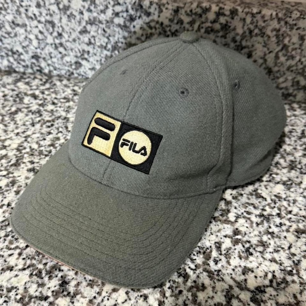 Vintage 80s 90s FILA Fitted Hat - Size 7 1/2 Sage Green Wool Blend